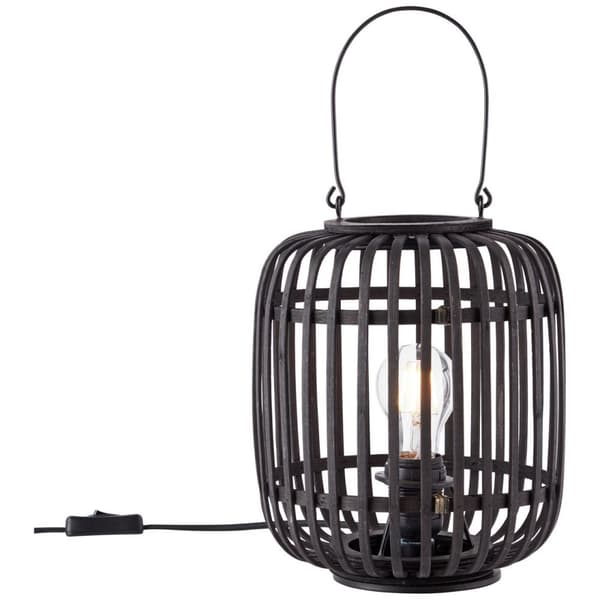 BRILLIANT lampa, Woodrow bordslampa 27cm mörkt trä / svart, metall / bambu, 1x A60, E27, 60W, vanliga lampor (ingår ej), A ++