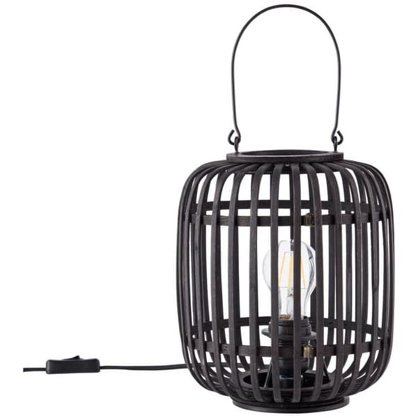 BRILLIANT lampa, Woodrow bordslampa 27cm mörkt trä / svart, metall / bambu, 1x A60, E27, 60W, vanliga lampor (ingår ej), A ++