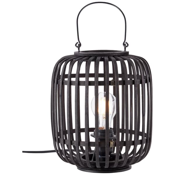 BRILLIANT lampa, Woodrow bordslampa 27cm mörkt trä / svart, metall / bambu, 1x A60, E27, 60W, vanliga lampor (ingår ej), A ++