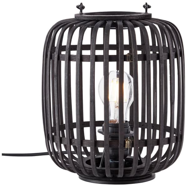 BRILLIANT lampa, Woodrow bordslampa 27cm mörkt trä / svart, metall / bambu, 1x A60, E27, 60W, vanliga lampor (ingår ej), A ++