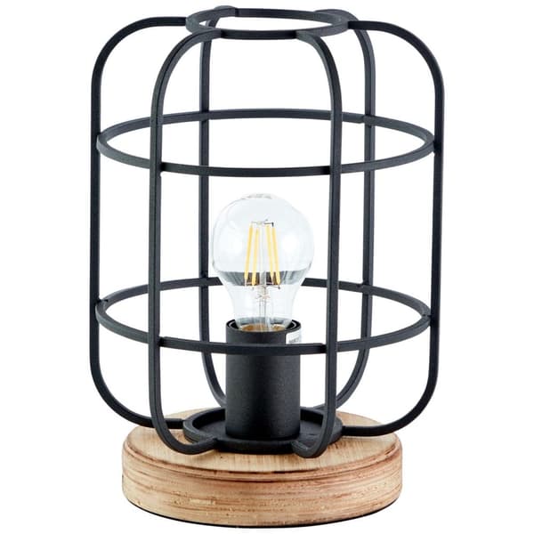 BRILLIANT lampa, Gwen bordslampa antikt trä / svart korund, metall / trä, 1x A60, E27, 40W, vanliga lampor (ingår ej), A ++