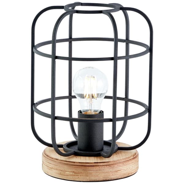 BRILLIANT lampa, Gwen bordslampa antikt trä / svart korund, metall / trä, 1x A60, E27, 40W, vanliga lampor (ingår ej), A ++