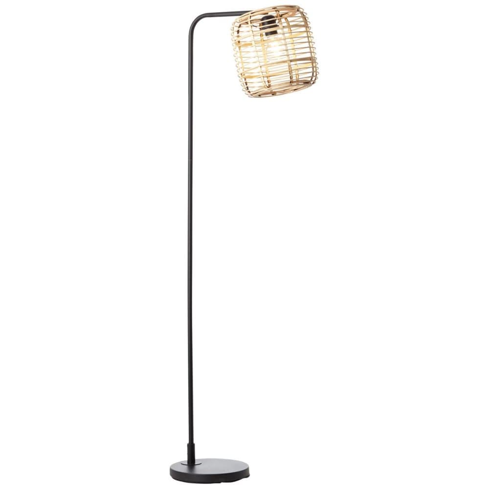 BRILLIANT lampa, Crosstown golvlampa 1-flamma ljus trä / svart, metall / bambu, 1x A60, E27, 40W, vanliga lampor (ingår ej), A ++