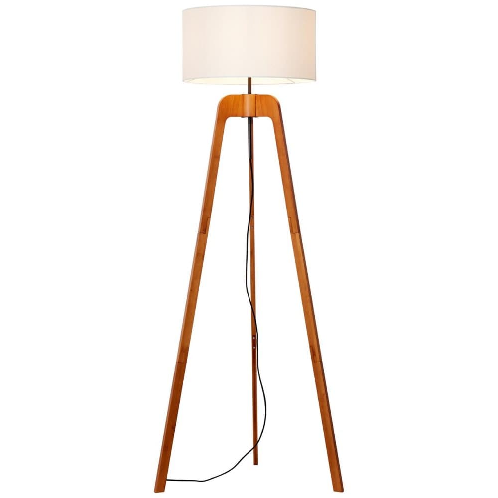 BRILLIANT lampa, Nola golvlampa, trebent trä mörkt / vitt, bambu / textil, 1x A60, E27, 60W, vanliga lampor (ingår ej), A ++
