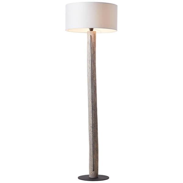 BRILLIANT lampa, Jimena golvlampa oljad ek / grå, trä / textil, 1x A60, E27, 25W, vanliga lampor (ingår ej), A ++
