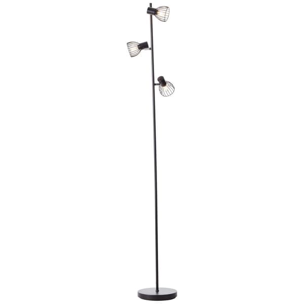 BRILLIANT lampa, Blacky golvlampa 3-lågar svart matt, 3x D45, E14, 25W, med fotkontakt