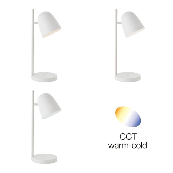 BRILLIANT lampe, Down LED bordlampe med induktions opladningsholder hvid, 1x LED integreret, 5W LED integreret, (510lm, 3000-4700K), trådløs opladning