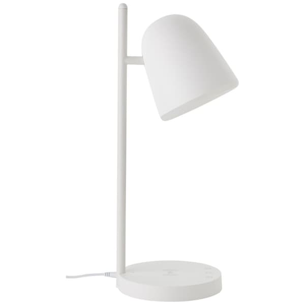 BRILLIANT lampe, Down LED bordlampe med induktions opladningsholder hvid, 1x LED integreret, 5W LED integreret, (510lm, 3000-4700K), trådløs opladning