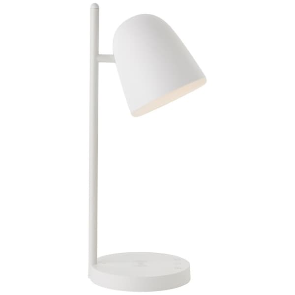 BRILLIANT lampe, Down LED bordlampe med induktions opladningsholder hvid, 1x LED integreret, 5W LED integreret, (510lm, 3000-4700K), trådløs opladning