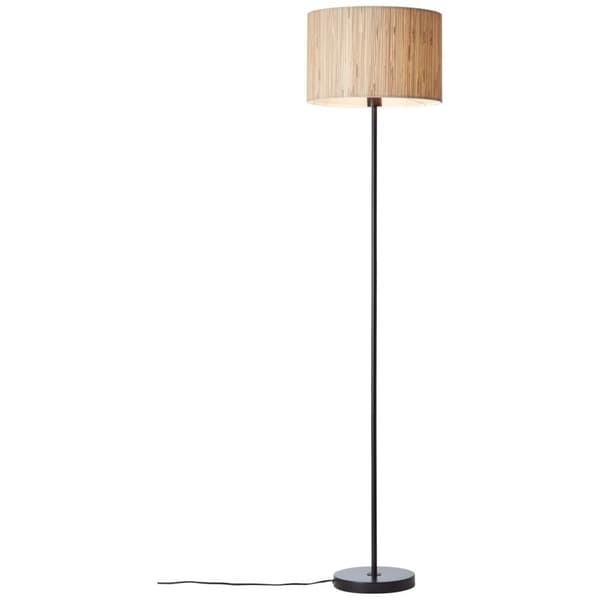 BRILLIANT lampa, Wimea golvlampa svart / natur, 1x A60, E27, 52W, med fotkontakt