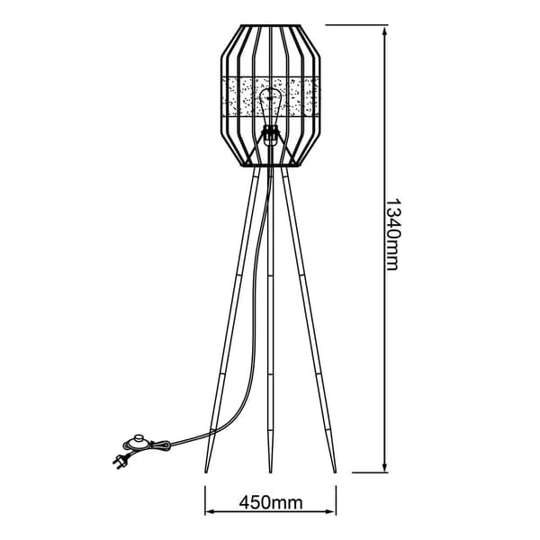 BRILLIANT lampe, Slope gulvlampe stativ sort/naturlig, 1x A60, E27, 40W, med fodkontakt