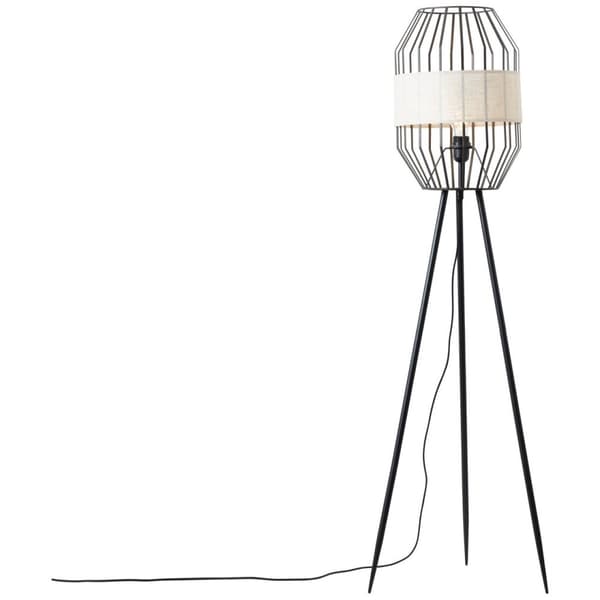 BRILLIANT lampe, Slope gulvlampe stativ sort/naturlig, 1x A60, E27, 40W, med fodkontakt
