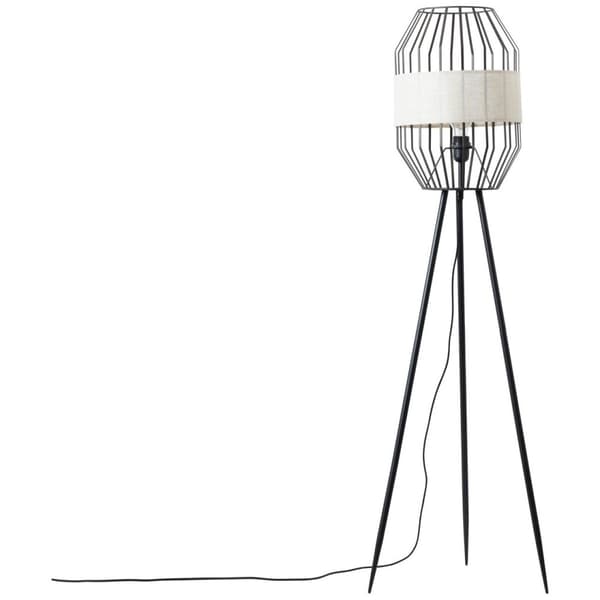 BRILLIANT lampe, Slope gulvlampe stativ sort/naturlig, 1x A60, E27, 40W, med fodkontakt