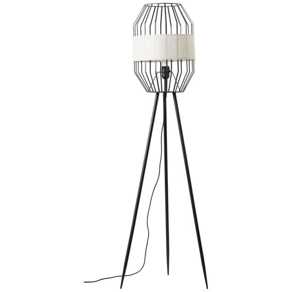 BRILLIANT lampe, Slope gulvlampe stativ sort/naturlig, 1x A60, E27, 40W, med fodkontakt