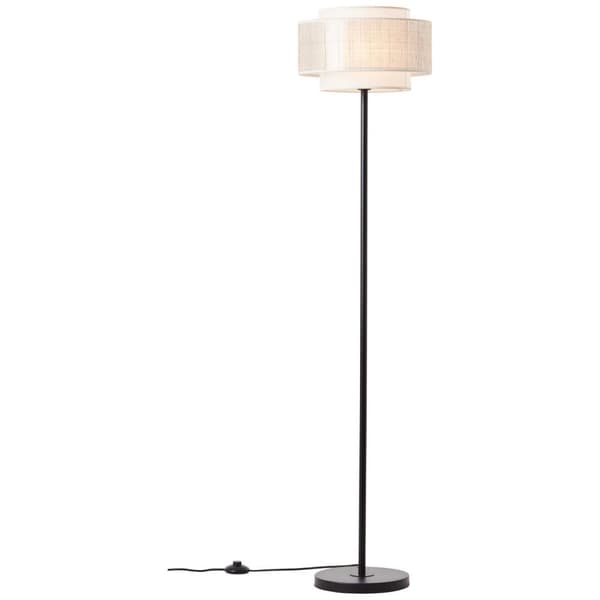 BRILLIANT lampe, Odar gulvlampe 1-flamme sort/beige, 1x A60, E27, 42W, med fodkontakt