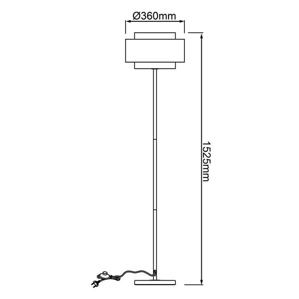 BRILLIANT lampe, Odar gulvlampe 1-flamme sort/beige, 1x A60, E27, 42W, med fodkontakt