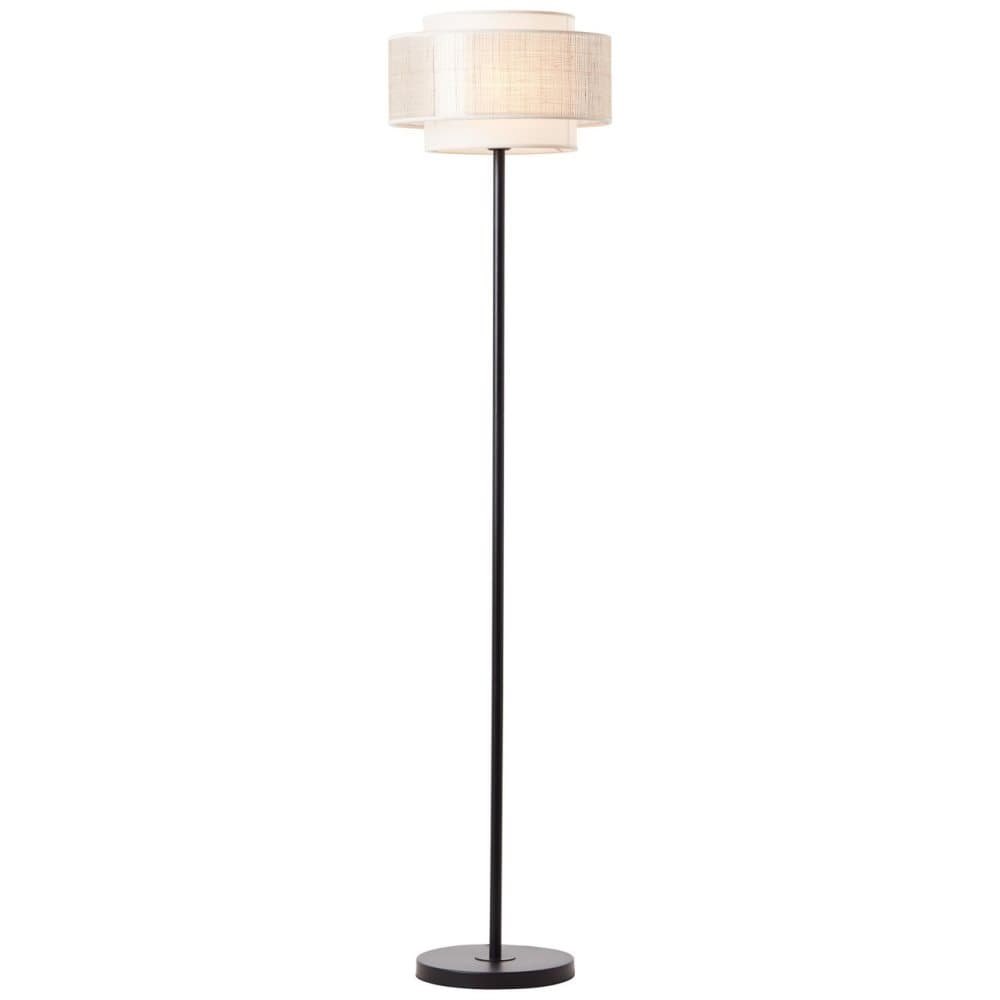 BRILLIANT lampa, Odar golvlampa 1-flammig svart/beige, 1x A60, E27, 42W, med fotkontakt