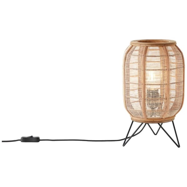 BRILLIANT lampa, Tanah bordslampa svart / naturell, 1x A60, E27, 42W, med sladdbrytare