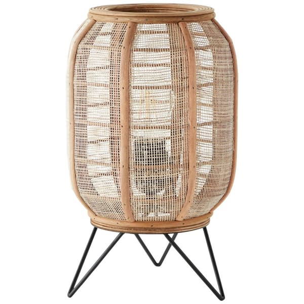 BRILLIANT lampa, Tanah bordslampa svart / naturell, 1x A60, E27, 42W, med sladdbrytare