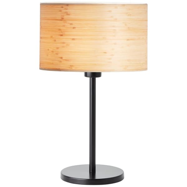 BRILLIANT lampa, Romm bordslampa trä ljus / svart, 1x A60, E27, 52W, med sladdbrytare