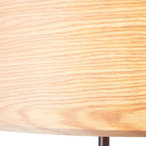 BRILLIANT lampe, Romm gulvlampe 1-flamme træ lys / sort, 1x A60, E27, 52W, med fodkontakt