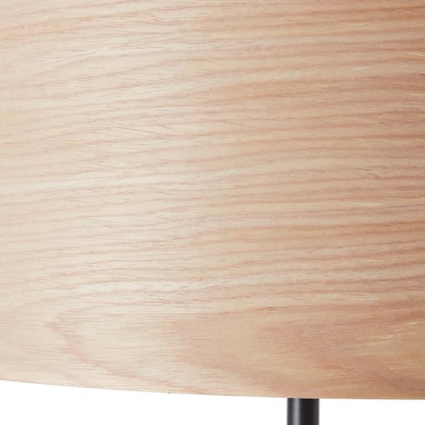 BRILLIANT lampe, Romm gulvlampe 1-flamme træ lys / sort, 1x A60, E27, 52W, med fodkontakt
