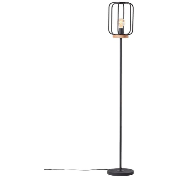 BRILLIANT lampe, Tosh gulvlampe 1-flammet antikt træ / sort korund, 1x A60, E27, 40W, træ fra bæredygtigt skovbrug (FSC)