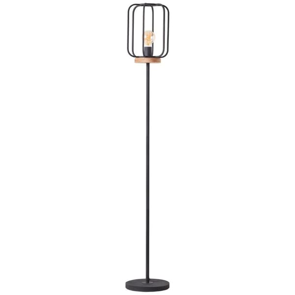 BRILLIANT lampe, Tosh gulvlampe 1-flammet antikt træ / sort korund, 1x A60, E27, 40W, træ fra bæredygtigt skovbrug (FSC)