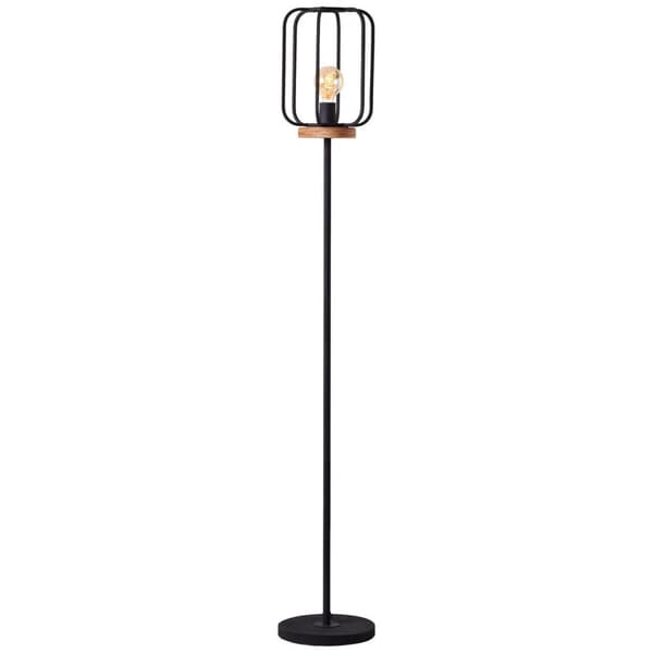 BRILLIANT lampe, Tosh gulvlampe 1-flammet antikt træ / sort korund, 1x A60, E27, 40W, træ fra bæredygtigt skovbrug (FSC)