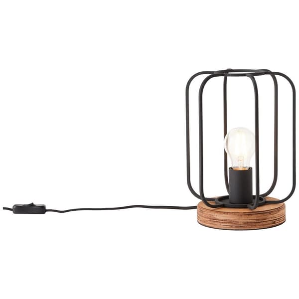BRILLIANT lampe, Tosh bordlampe antik træ / sort korund, 1x A60, E27, 40W, træ fra bæredygtigt skovbrug (FSC)