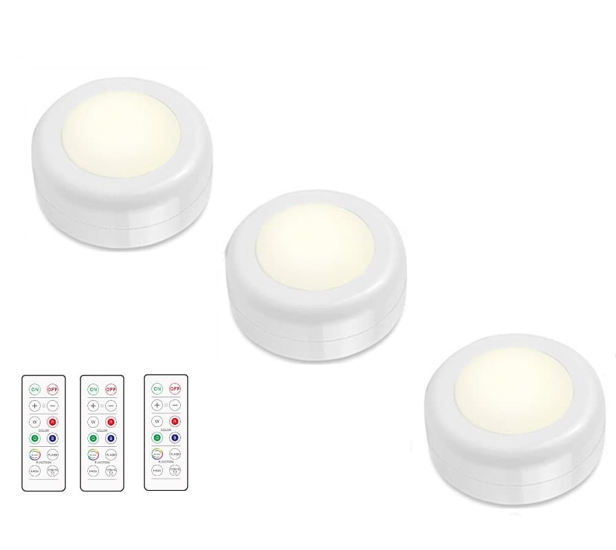 3-pack LED-spotlight RGB trådlös med fjärrkontroll Vit