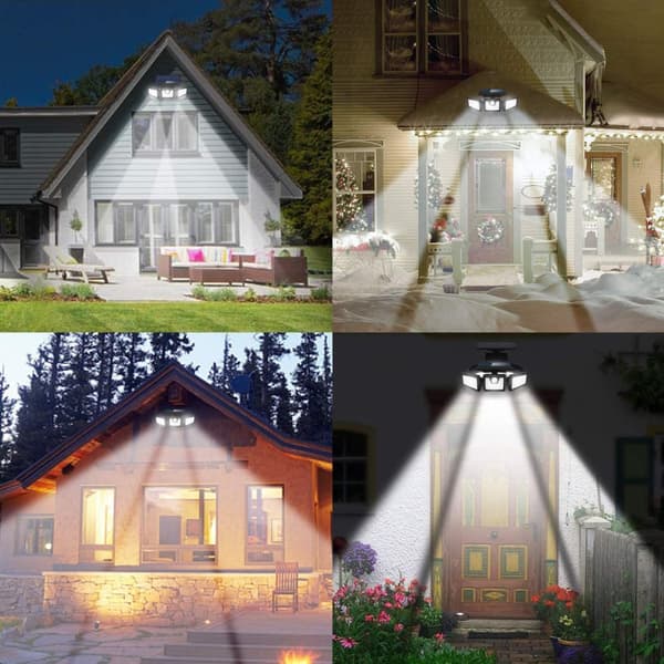 BlitzWolf BW-OLT4 128LED Roterbart 3-hoveder Solar Light, 270° Justerbar vinkel, 120°PIR Bevægelsessensor Udendørs Flood Light LED Garage Light