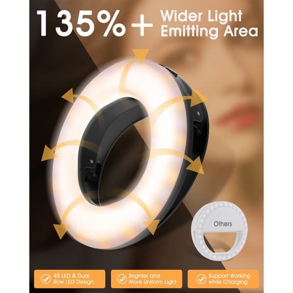 ELEGIANT EGL-04 Uppladdningsbar clip-on Selfie Ring Light 40-LED 3-läges bärbar fyllningslampa