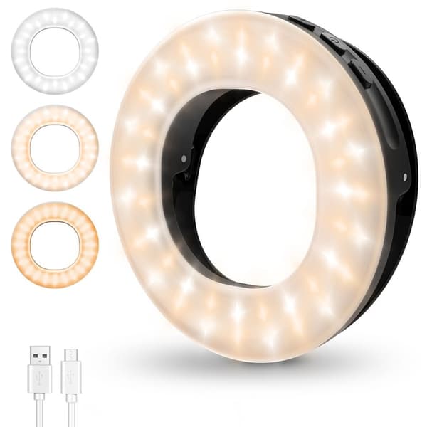 ELEGIANT EGL-04 Uppladdningsbar clip-on Selfie Ring Light 40-LED 3-läges bärbar fyllningslampa