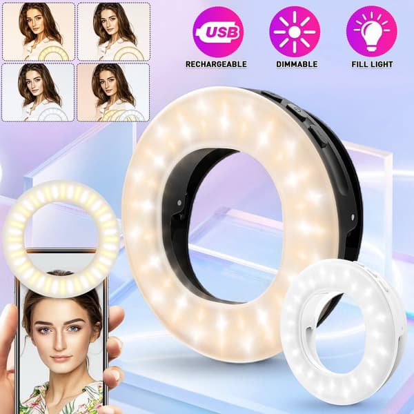 ELEGIANT EGL-04 Uppladdningsbar clip-on Selfie Ring Light 40-LED 3-läges bärbar fyllningslampa
