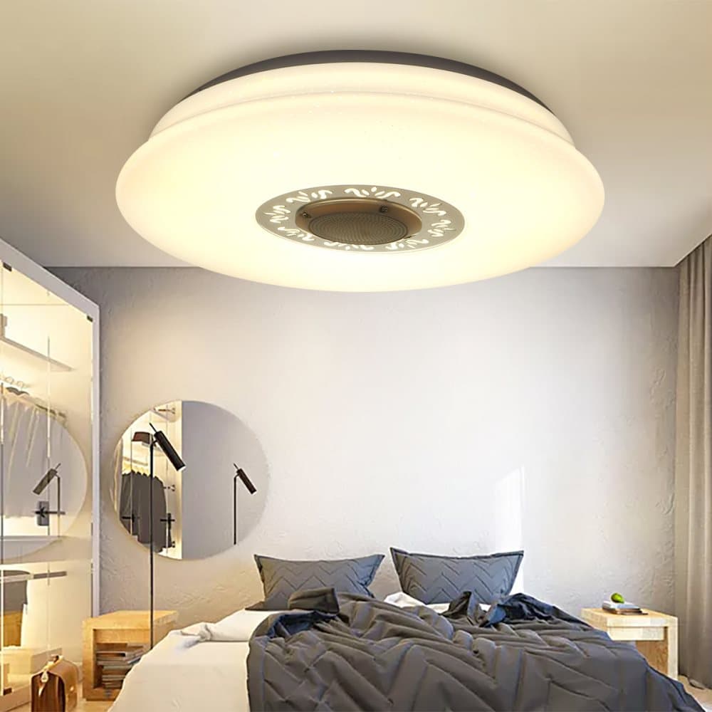 120W 36CM Bluetooth LED musik taklampa RGB Smart WIFI LED musik taklampa väggströmbrytare + mobil APP kontroll + fjärrkontroll 220V