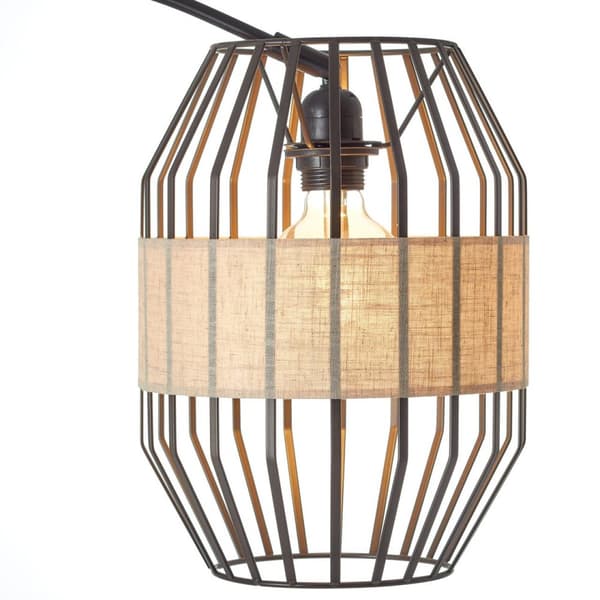 BRILLIANT lampa Slope arc golvlampa 1,5m svart/naturlig | 1x A60, E27, 52W, lämplig för normala lampor (ingår ej)