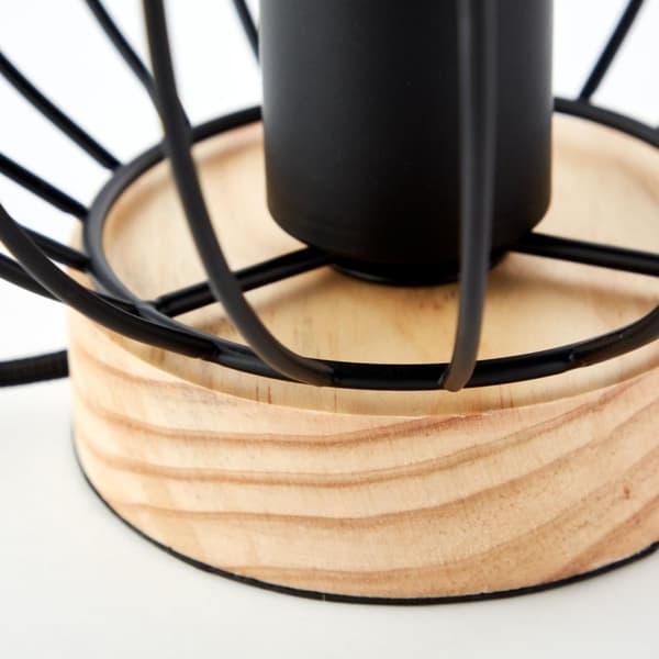 BRILLIANT lampa Sorana bordslampa svart/träfärgad | 1x A60, E27, 40W, lämplig för normala lampor (ingår ej)