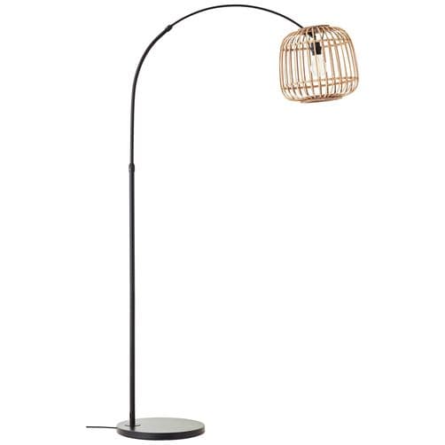 BRILLIANT lampa Nikka båggolvlampa 1,7m svart/naturlig | 1x A60, E27, 40W, lämplig för normala lampor (ingår ej)