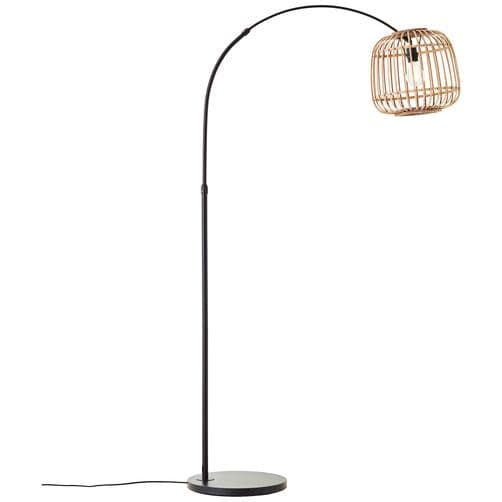 BRILLIANT lampa Nikka båggolvlampa 1,7m svart/naturlig | 1x A60, E27, 40W, lämplig för normala lampor (ingår ej)