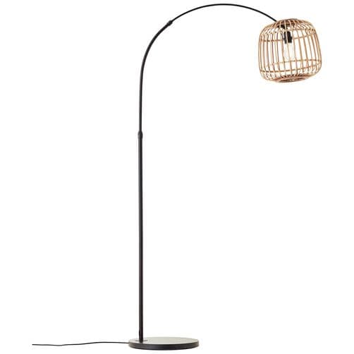 BRILLIANT lampa Nikka båggolvlampa 1,7m svart/naturlig | 1x A60, E27, 40W, lämplig för normala lampor (ingår ej)