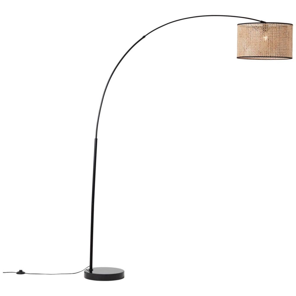 BRILLIANT lampa Wiley arc golvlampa 2,1m trä ljus/svart | 1x A60, E27, 42W, lämplig för normala lampor (ingår ej)