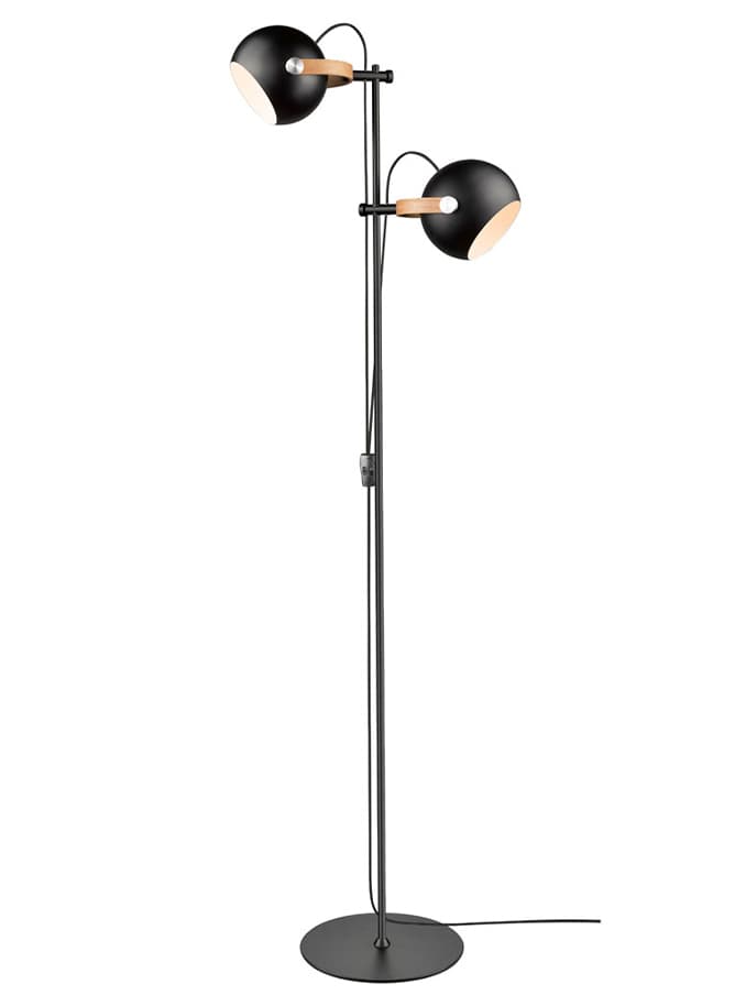 Halo Design - DC dubbelgolvlampa - Svart / Ek - Ø18cm