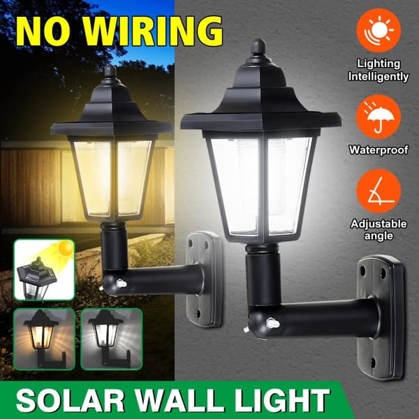 Aurinkoenergialla toimivat retro vintage-seinävalot LED Street Night Lamp Vedenpitävät valot kotimaisemaan Ulkopuutarhan aidan koristelu turvallisuus