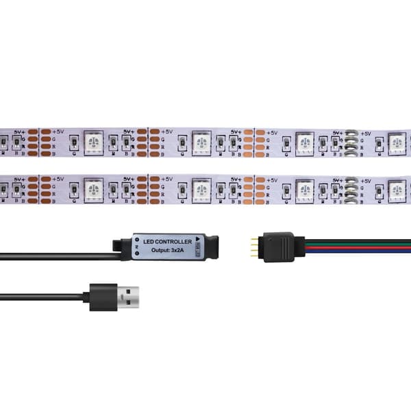 RGB LED strip med fjernbetjening. 3 meter