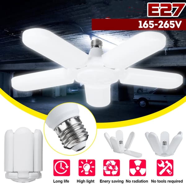 75W E27 Led lampe LED-lampe LED-pære Led industriel glødelampe AC 85-265V foldbar ventilatorbladlampebelysning til stue Garagelys