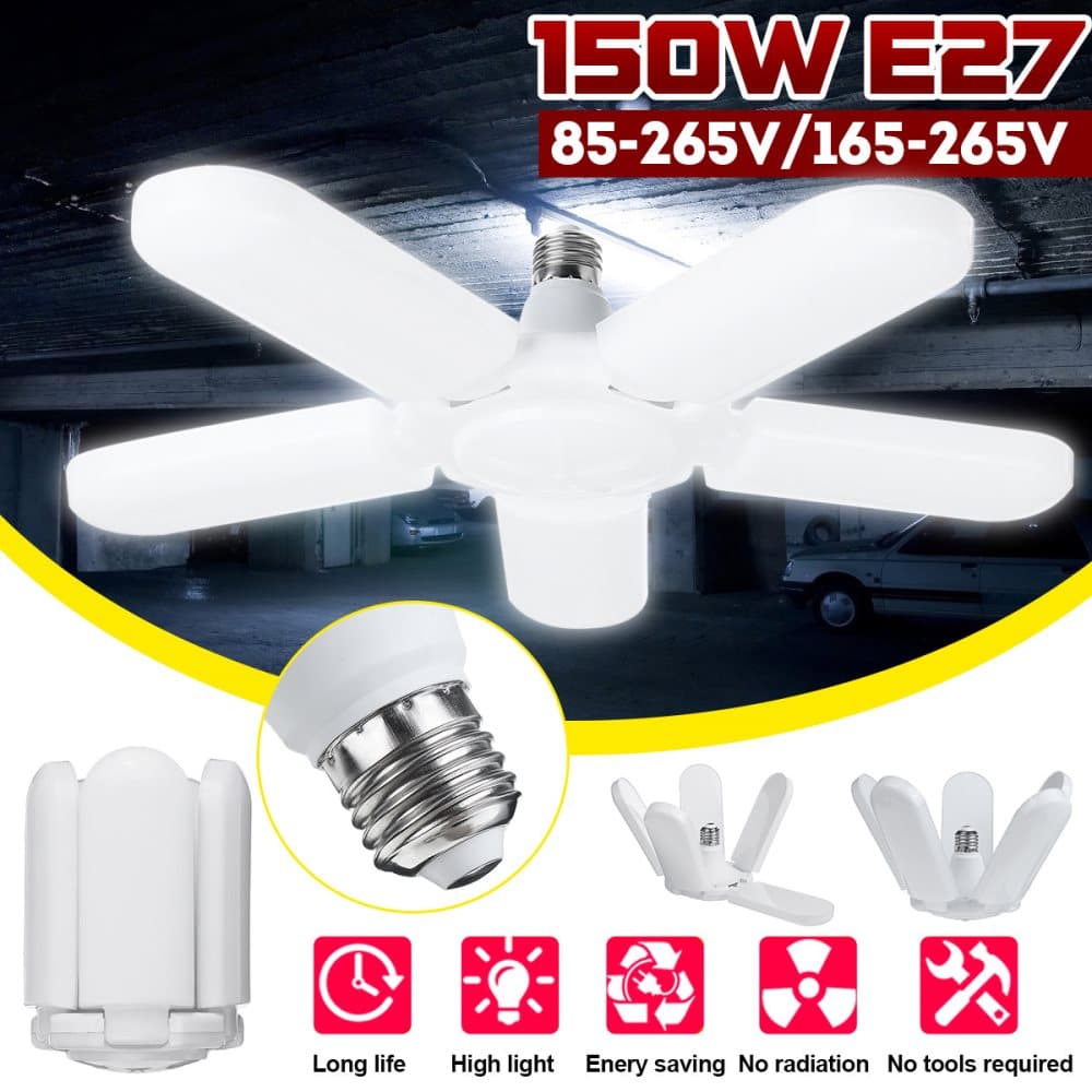 75W E27 Led lampa Led lampa Led glödlampa Led industriell glödlampa AC 85-265V Vikbar fläktbladslampa Ljusbelysning för vardagsrum Garageljus