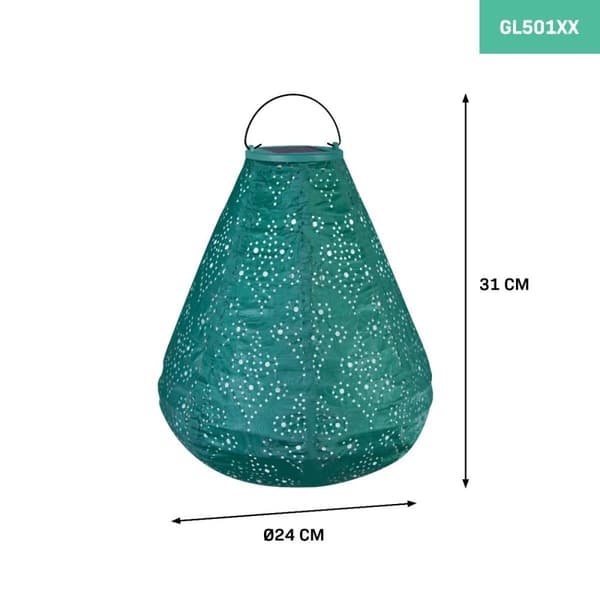 VONROC Havelampe - Solar - Solcelle | Luna Cone | 270x240mm | LED | Kobbergrøn