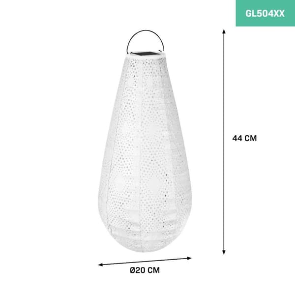 VONROC Havelampe - Solar - Solcelle | Luna Drop | 400x200mm | LED | Ice