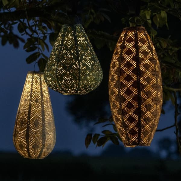 VONROC Havelampe - Solar - Solcelle | Luna Pentagon | 300x300mm | LED | Guld